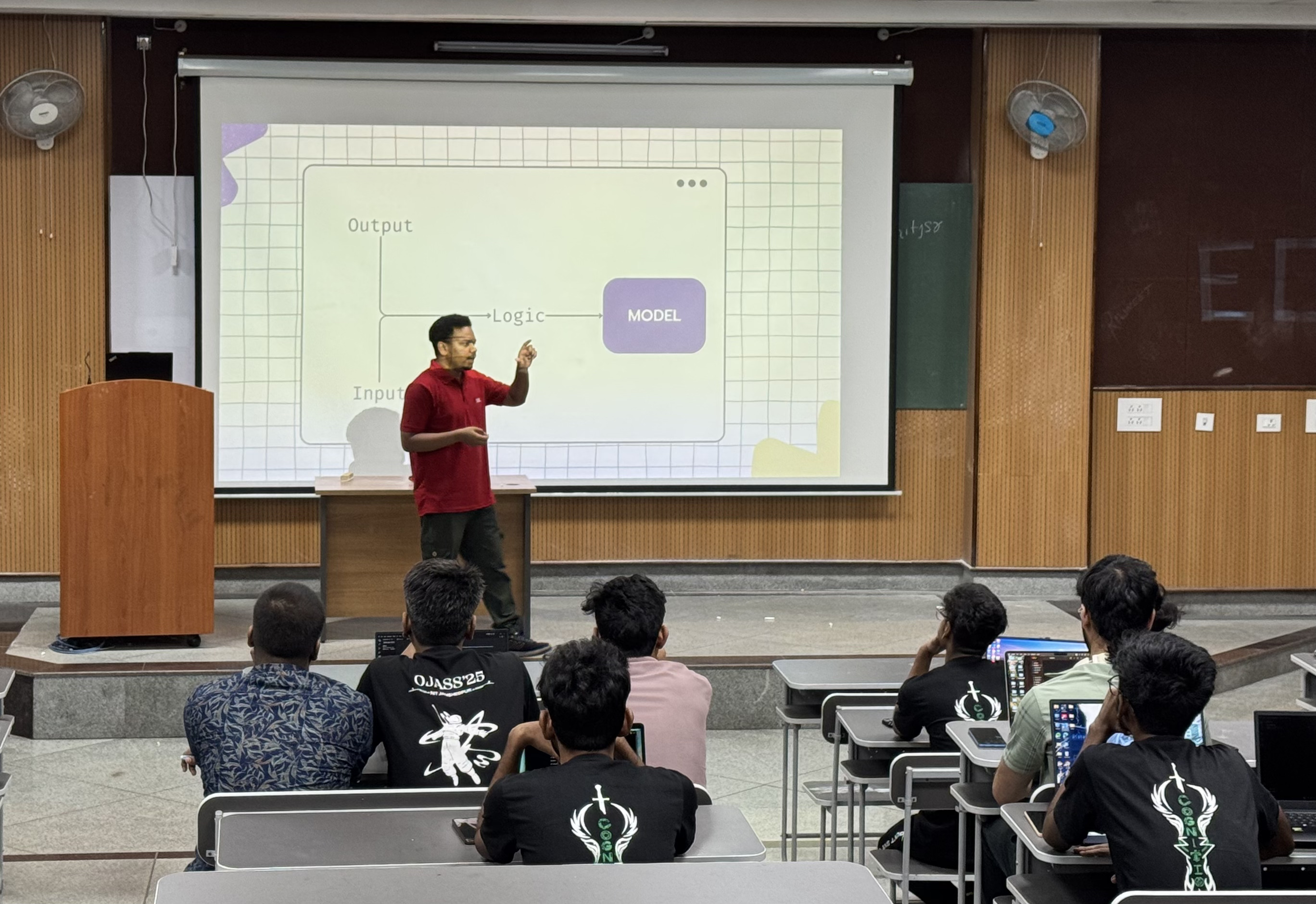 CMDC mentor on stage guiding juniors